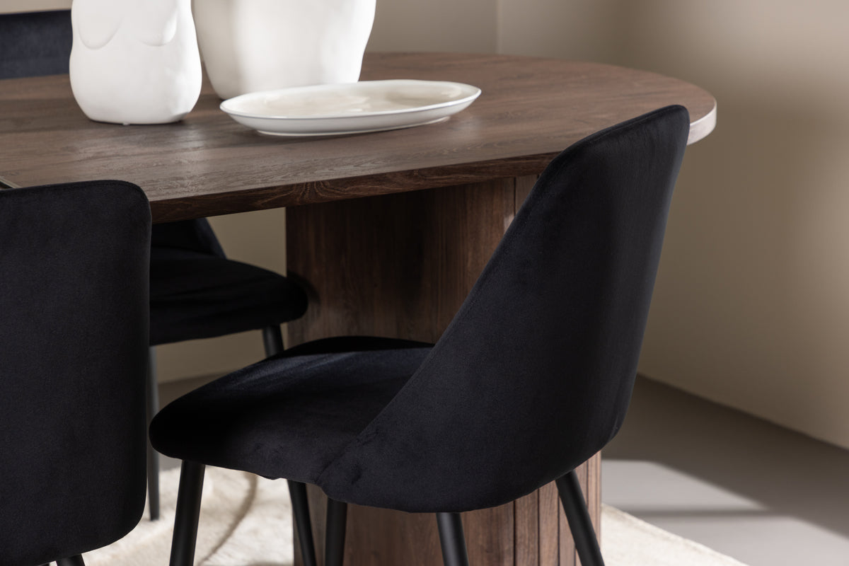 Venture Design Night & Härön Matstolar 2-pack Svart + Ovala Matbord 200 x 90 Mocka