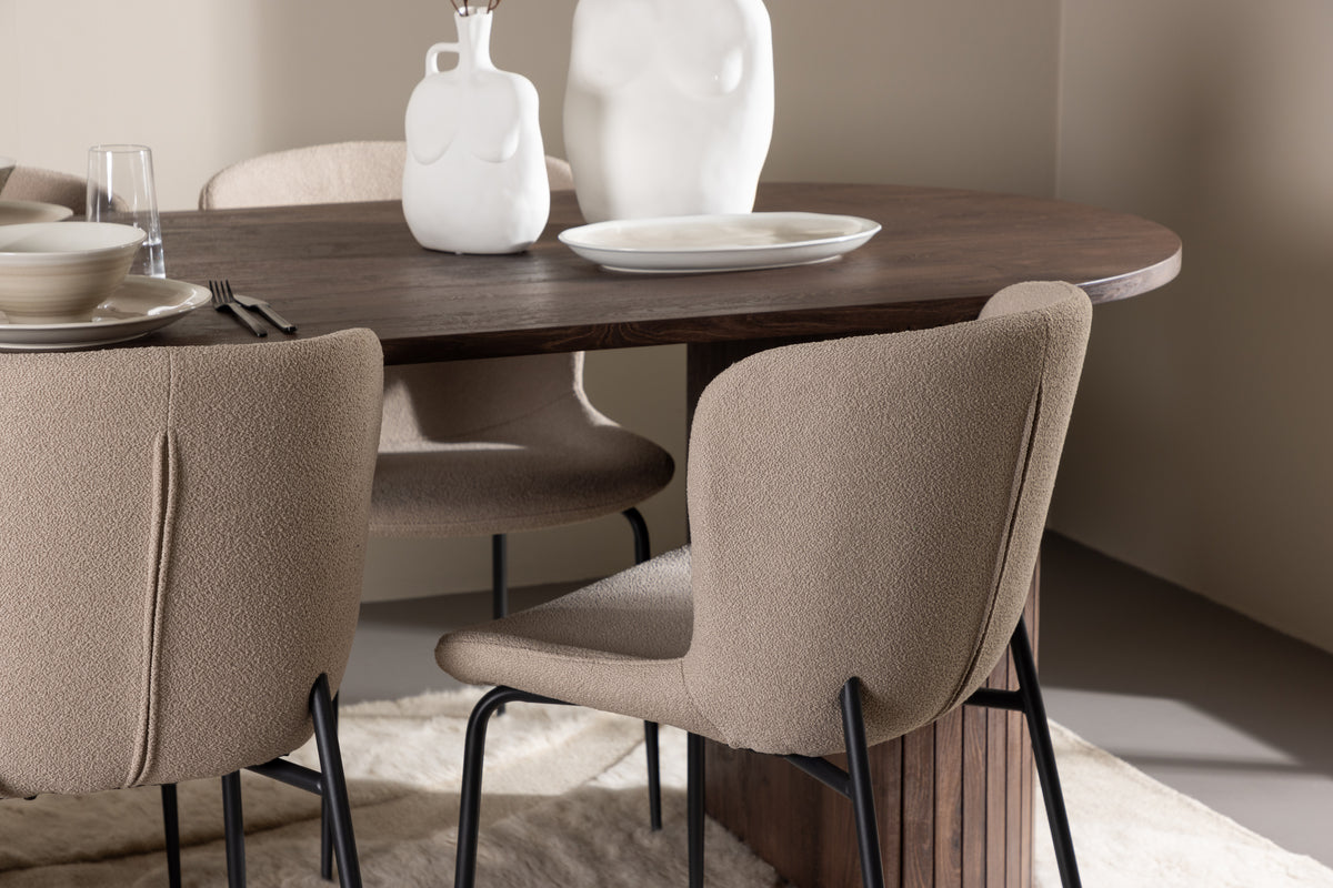 Venture Design Modesto & Härön Matstolar 2-pack Beige + Ovala Matbord 200 x 90 Mocka