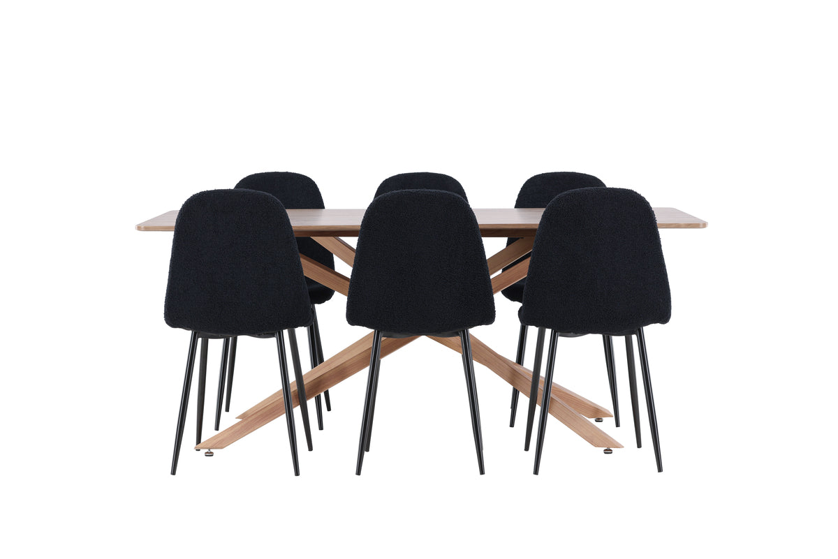 Venture Design Polar & Piazza Matstolar 2-pack Svart + Rektangulära Matbord 180 x 90 Mocka