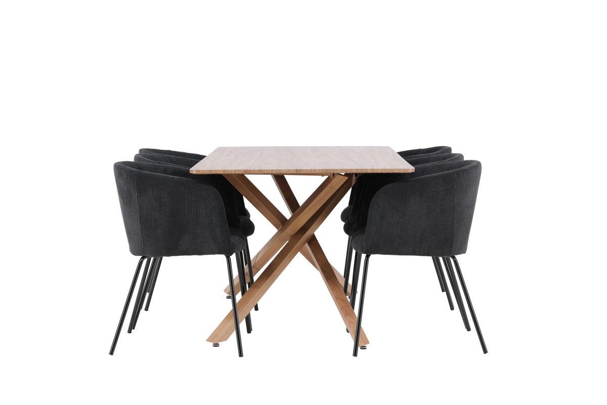 Venture Design Berit & Piazza Matstolar Svart + Rektangulära Matbord 180 x 90 Mocka