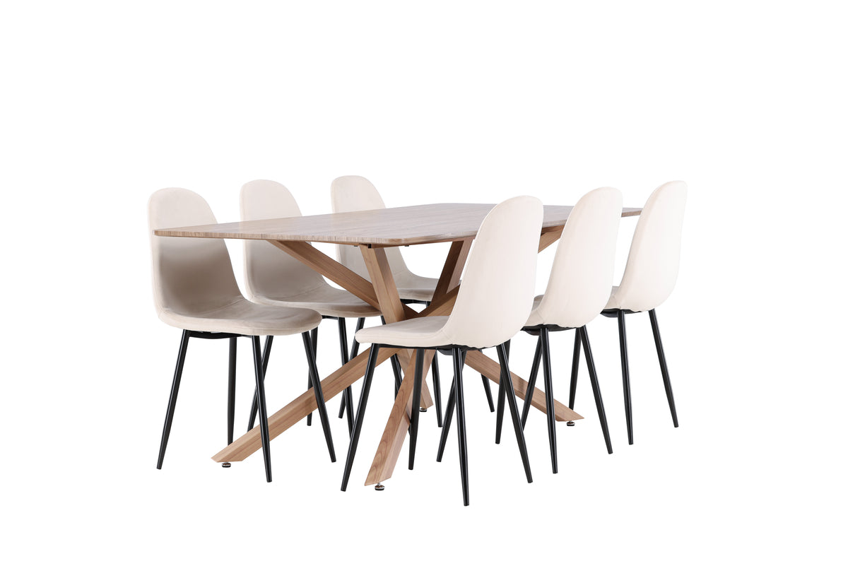 Venture Design Polar & Piazza Matstolar 2-pack Beige + Rektangulära Matbord 180 x 90 Mocka