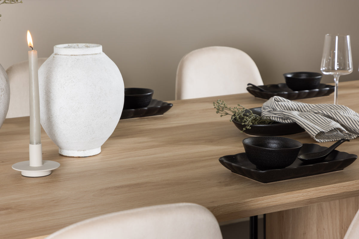 Venture Design Polar & Olivia Matstolar 2-pack Beige + Rektangulära Matbord 210 x 100 Natur