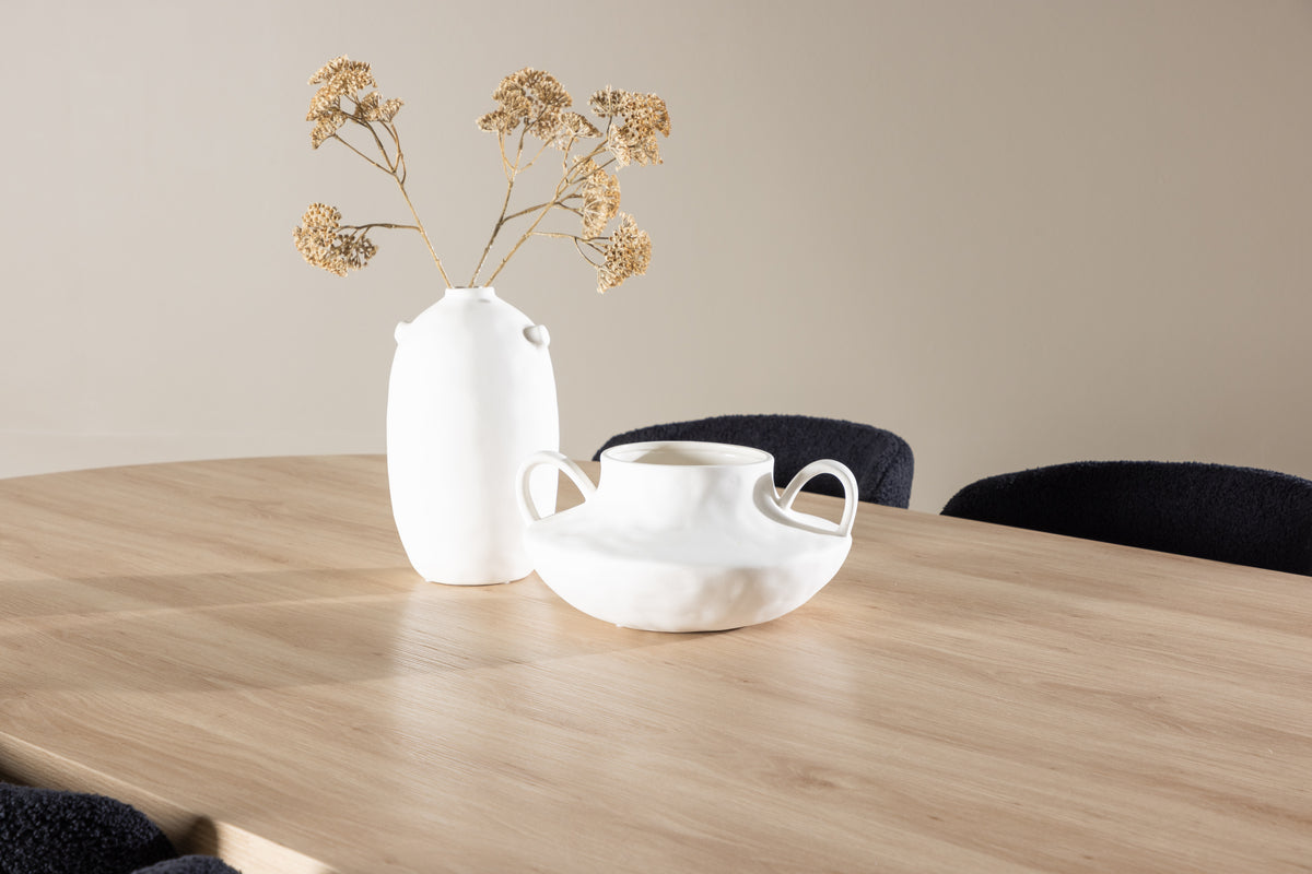 Venture Design Bootcut & Modesto Ovala Matbord 230 x 115 Natur + Matstolar 2-pack Svart