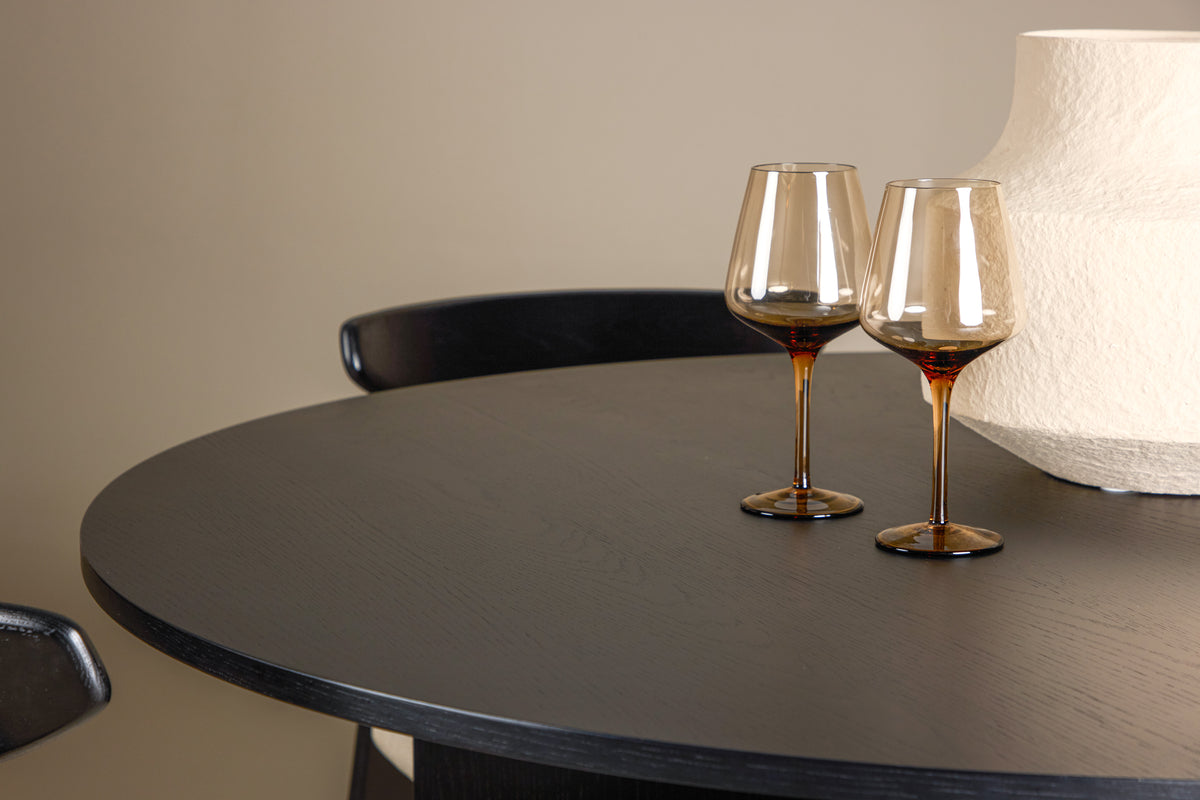 Venture Design Ven & Tyresö Matstolar 2-pack Svart + Runda Matbord ⌀120 Svart