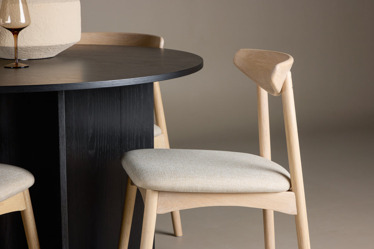 Venture Design Ven & Tyresö Matstolar 2-pack Vitputsad + Runda Matbord ⌀120 Svart