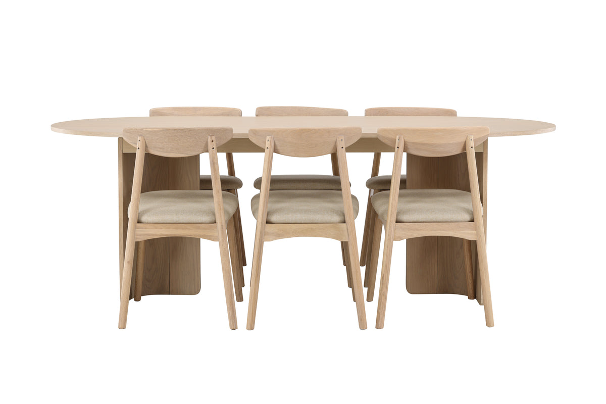 Venture Design Ven & Tyresö Matstolar 2-pack Vitputsad + Ovala Matbord 220 x 100 Vitputsad
