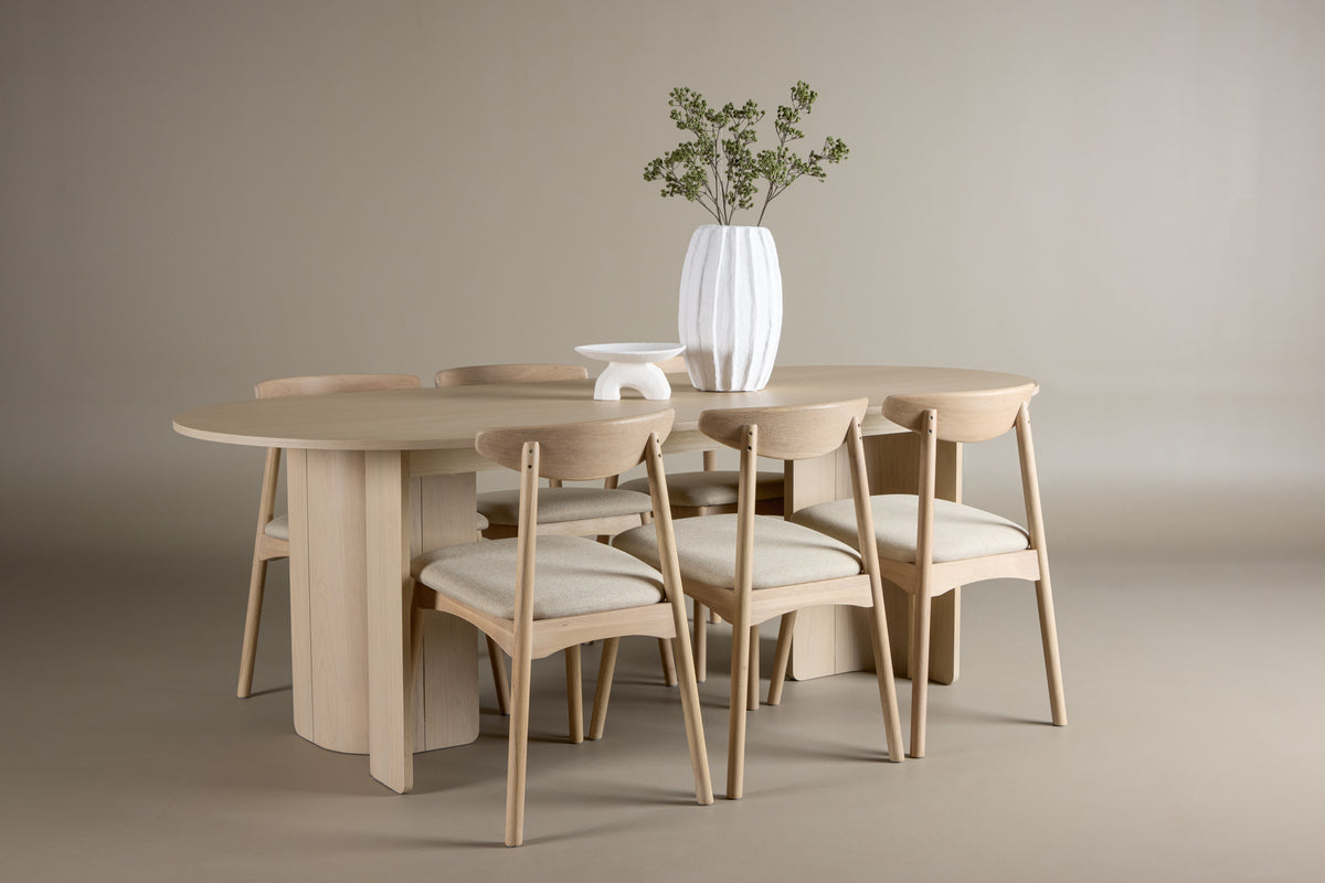 Venture Design Ven & Tyresö Matstolar 2-pack Vitputsad + Ovala Matbord 220 x 100 Vitputsad