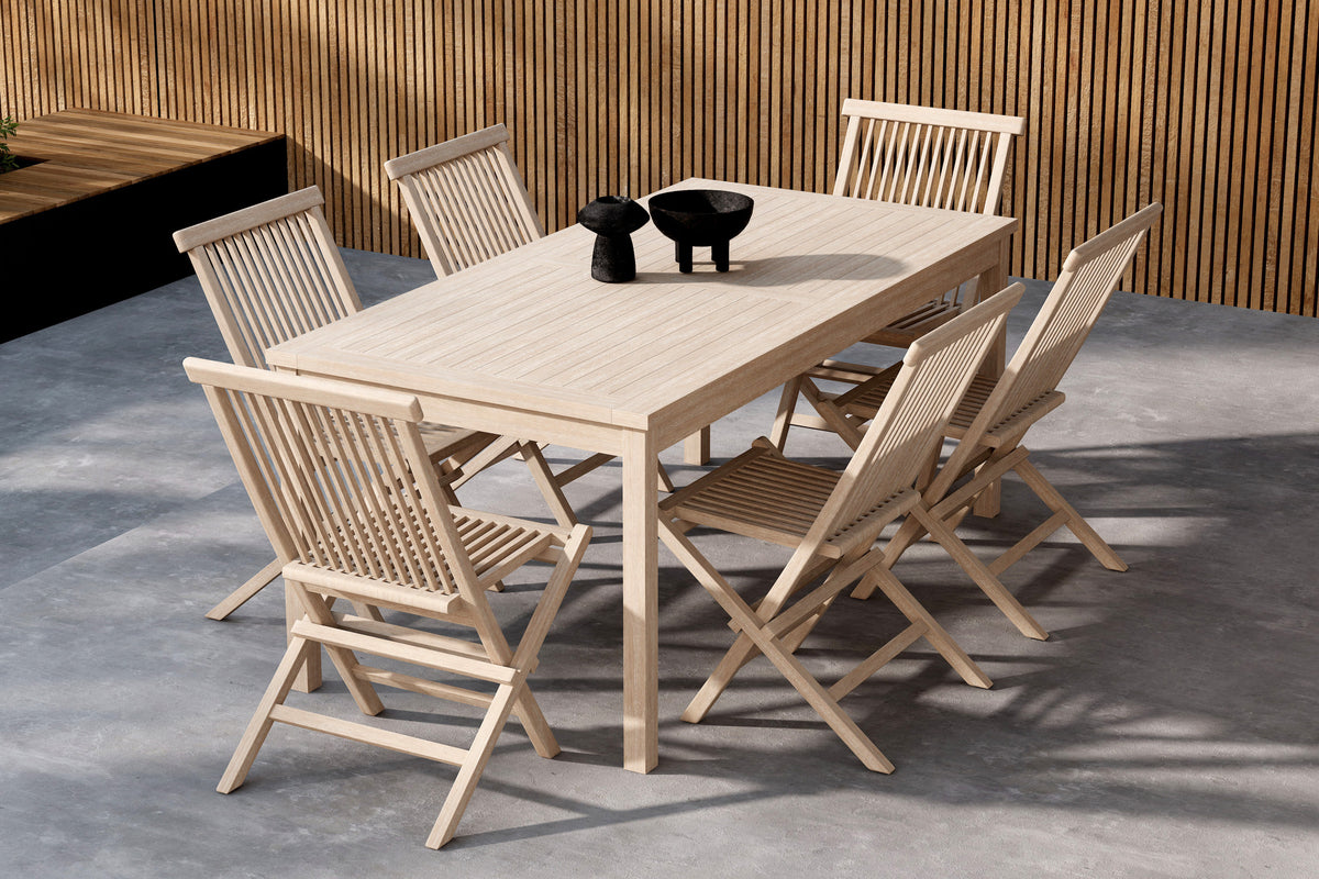 Venture Design Kenya Matstolar 2-pack Vitputsad + Rektangulära Matbord 180 x 90 Vitputsad