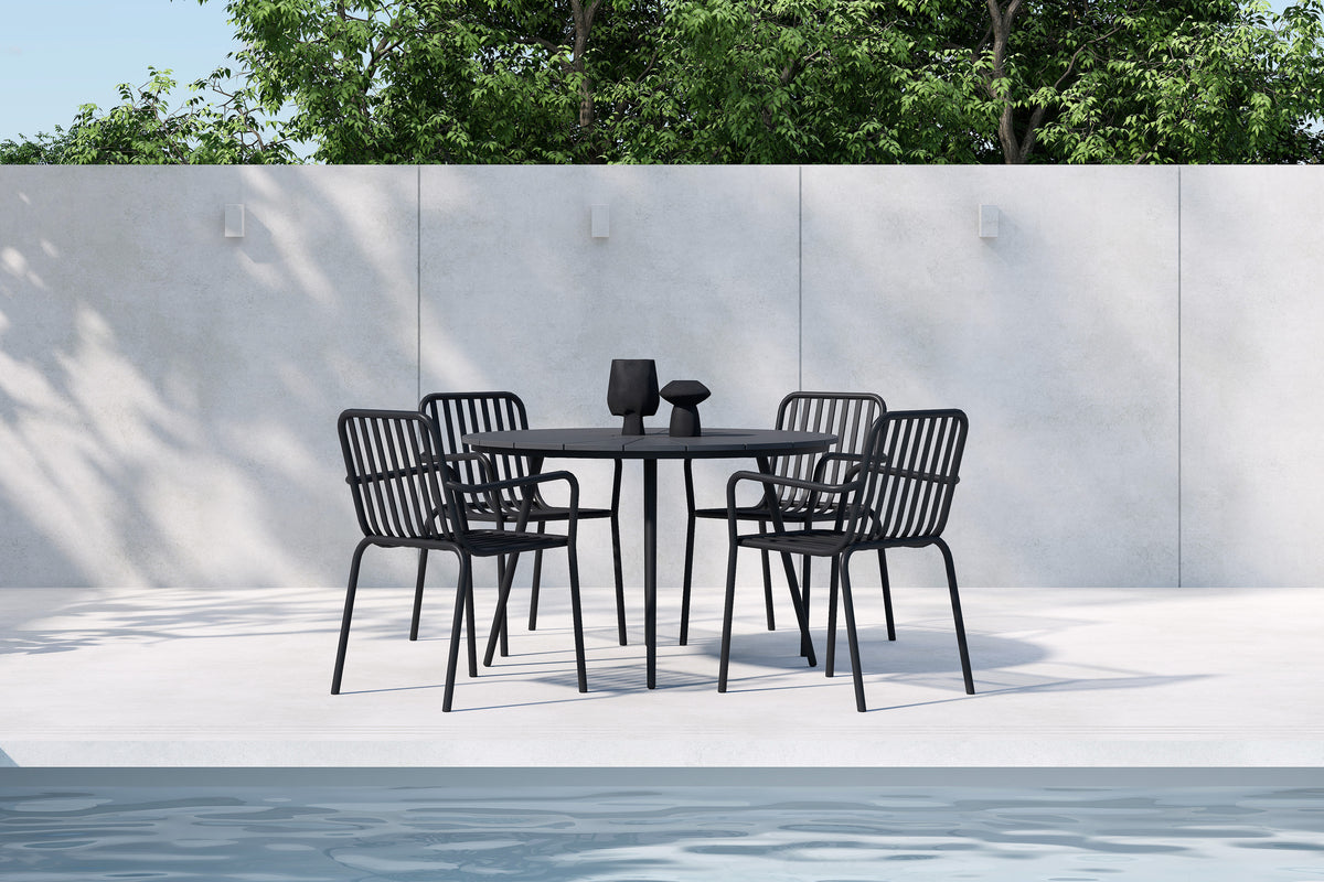 Venture Design Peking & San Vito Matstolar 2-pack Svart + Runda Matbord ⌀120 Svart