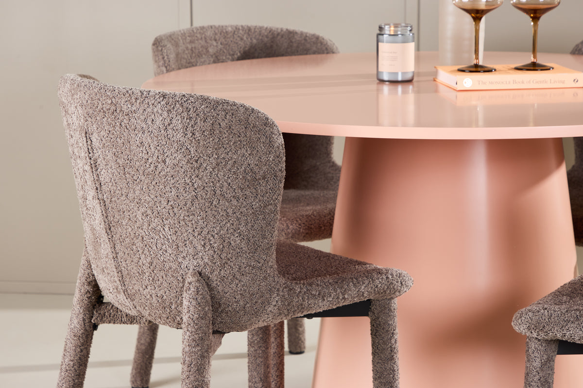 Venture Design Lanzo & Astoria Runda Matbord ⌀120 Persika + Matstolar 2-pack Brun