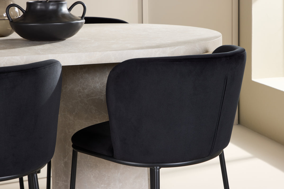 Venture Design Edina & Narvik Matstolar 2-pack Svart + Rektangulära Matbord 200 x 100 Beige