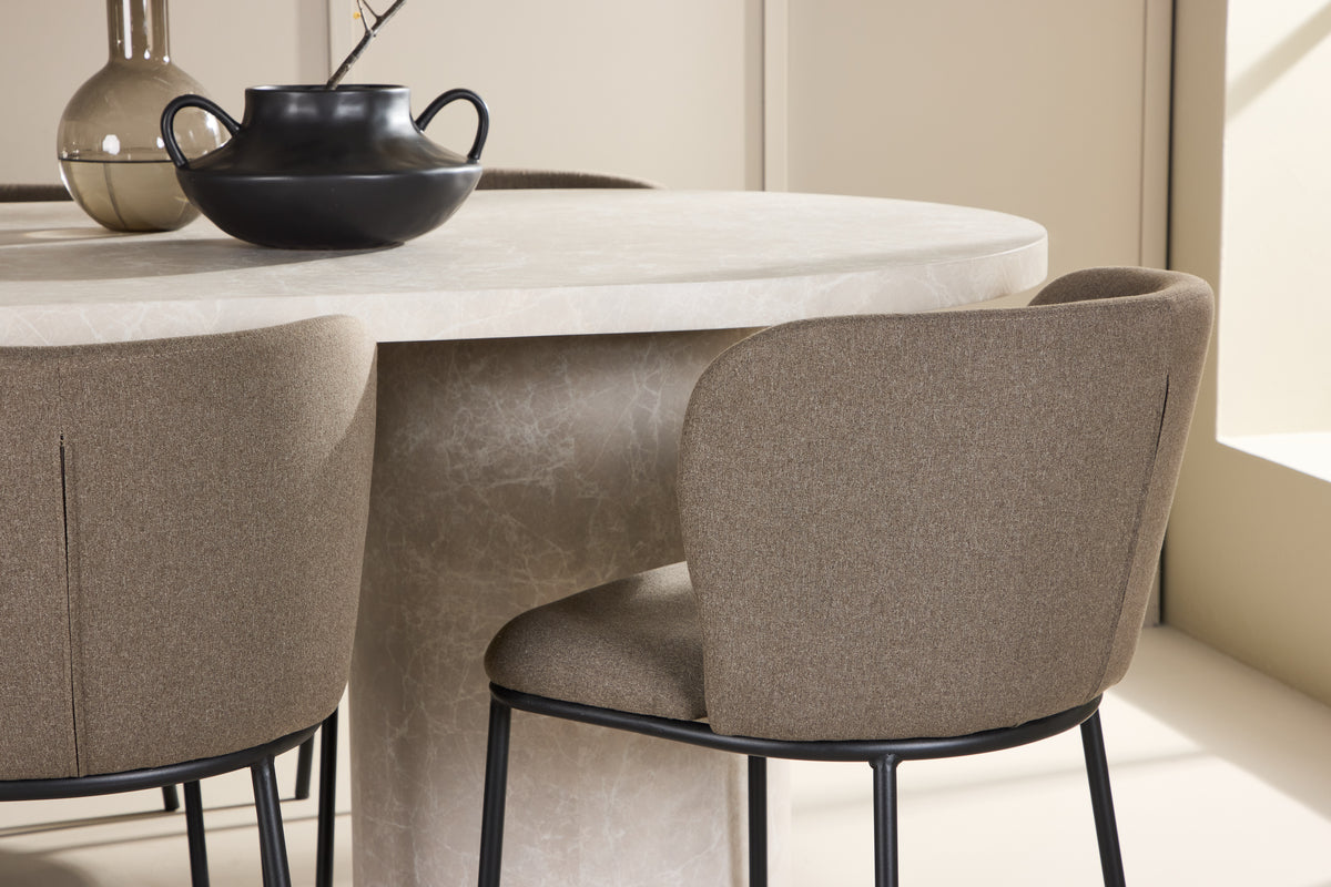 Venture Design Edina & Narvik Matstolar 2-pack Brun + Rektangulära Matbord 200 x 100 Beige