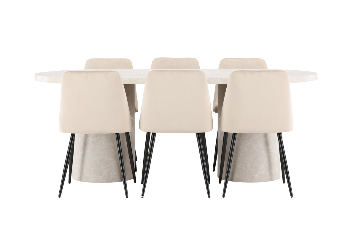 Venture Design Narvik & Night Rektangulära Matbord 200 x 100 Beige + Matstolar 2-pack Beige