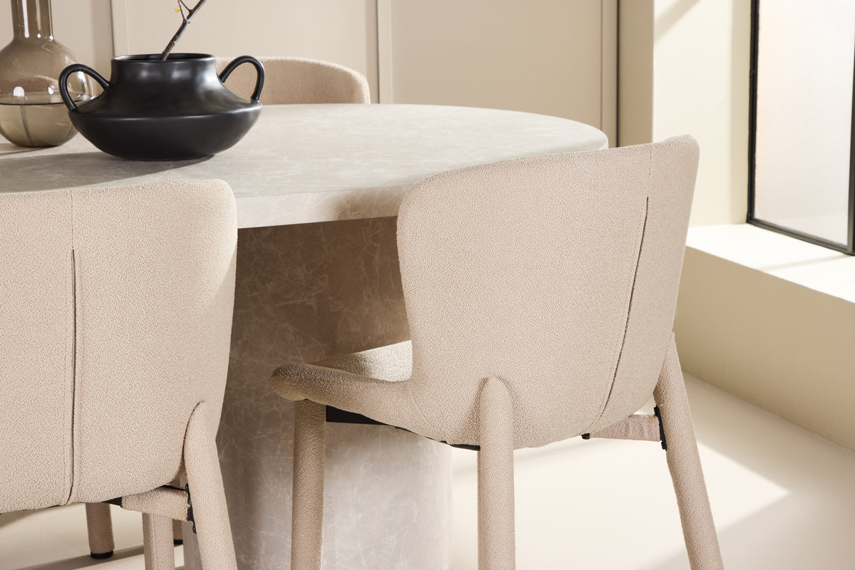 Venture Design Narvik & Astoria Rektangulära Matbord 200 x 100 Beige + Matstolar 2-pack Beige