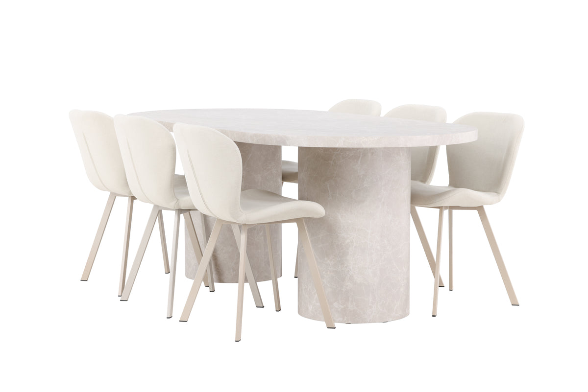Venture Design Narvik & Lilja Rektangulära Matbord 200 x 100 Beige + Matstolar 2-pack Beige