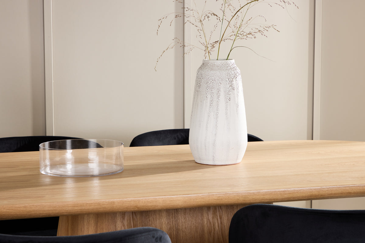 Venture Design Edina & Stjärnö Matstolar 2-pack Svart + Ovala Matbord 200 x 90 Natur