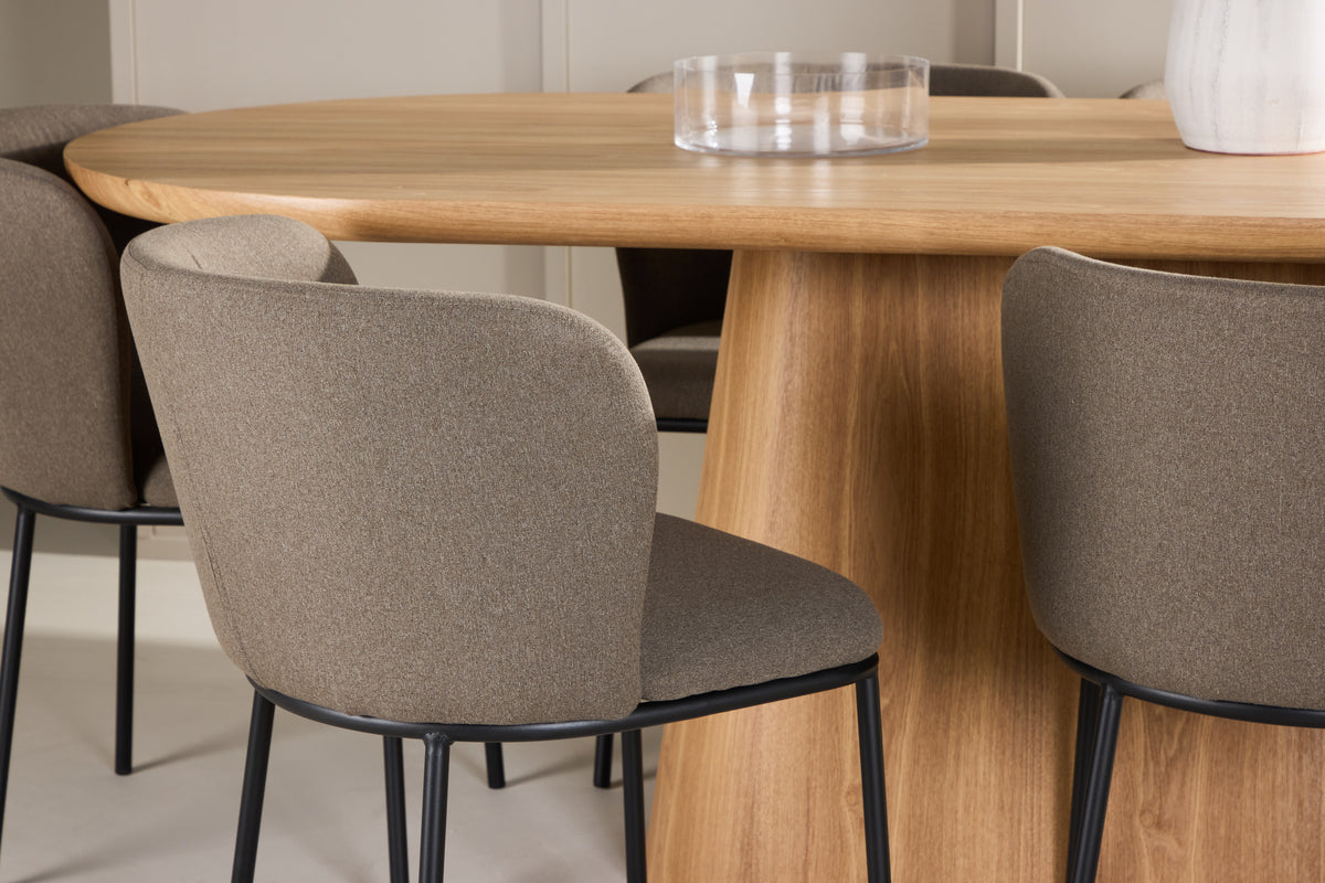 Venture Design Edina & Stjärnö Matstolar 2-pack Brun + Ovala Matbord 200 x 90 Natur