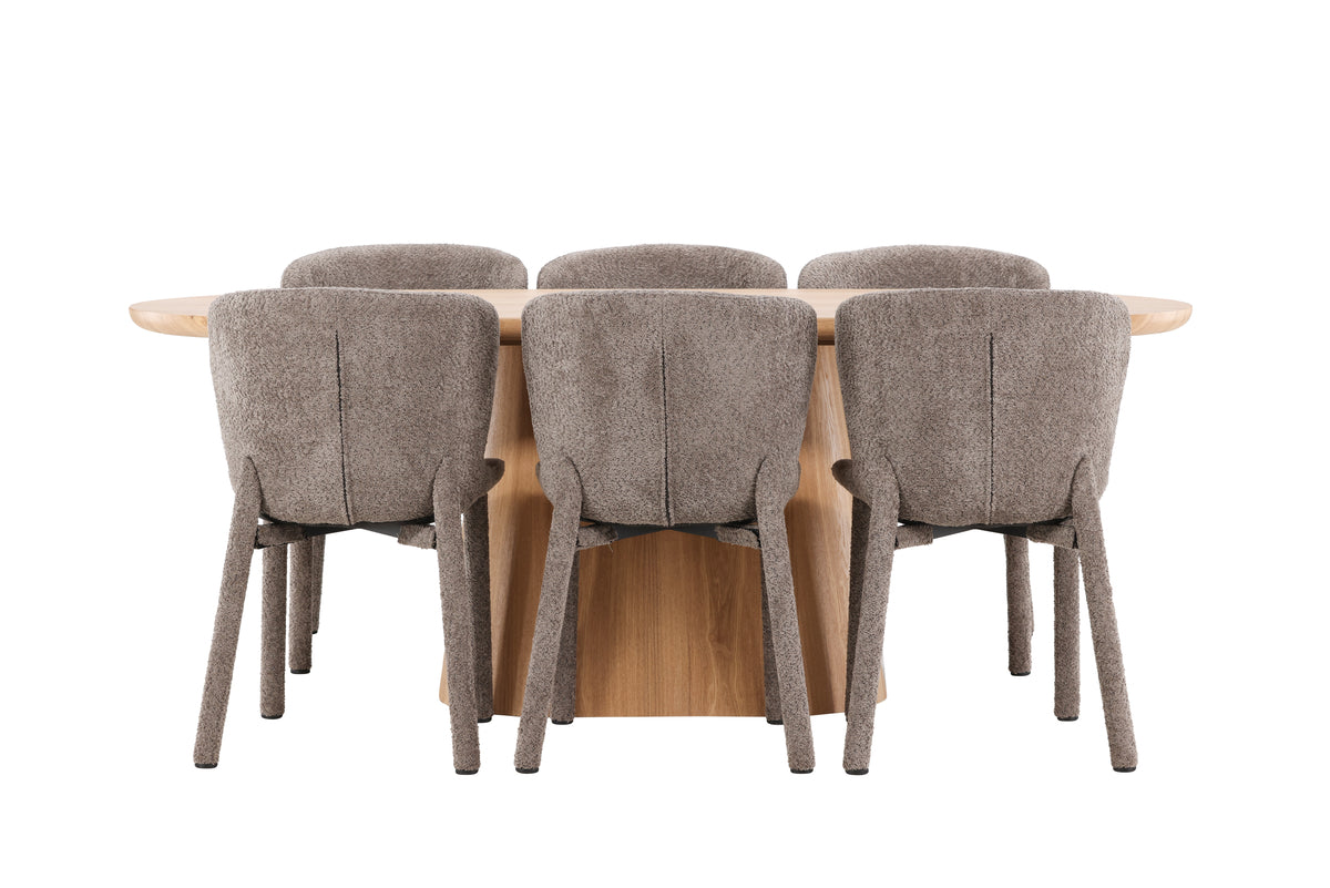 Venture Design Stjärnö & Astoria Ovala Matbord 200 x 90 Natur + Matstolar 2-pack Brun