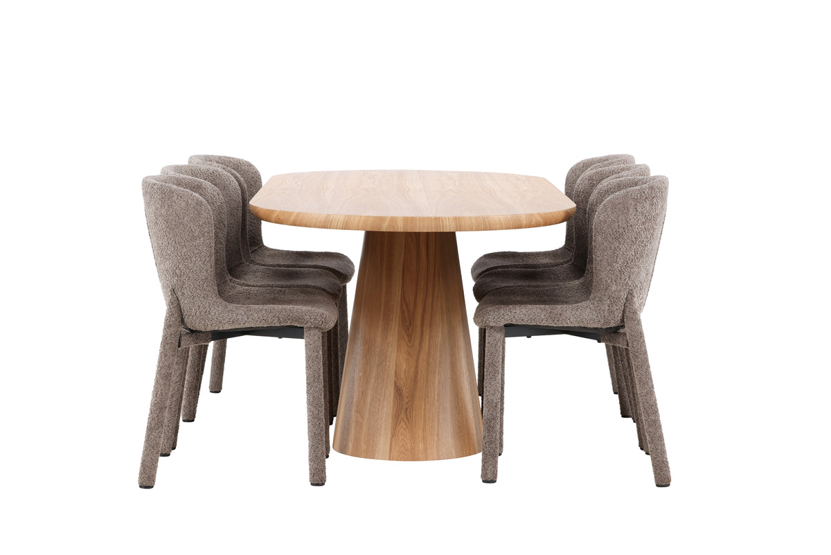 Venture Design Stjärnö & Astoria Ovala Matbord 200 x 90 Natur + Matstolar 2-pack Brun