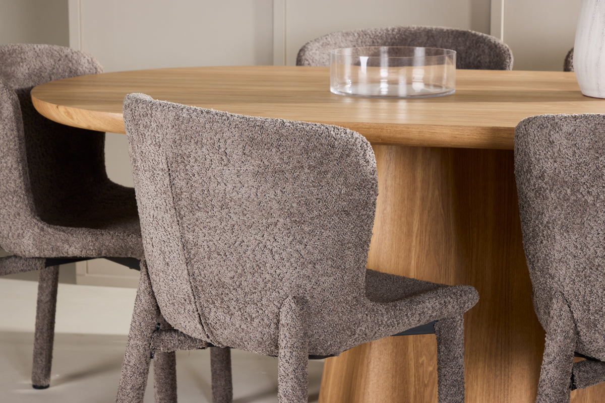Venture Design Stjärnö & Astoria Ovala Matbord 200 x 90 Natur + Matstolar 2-pack Brun