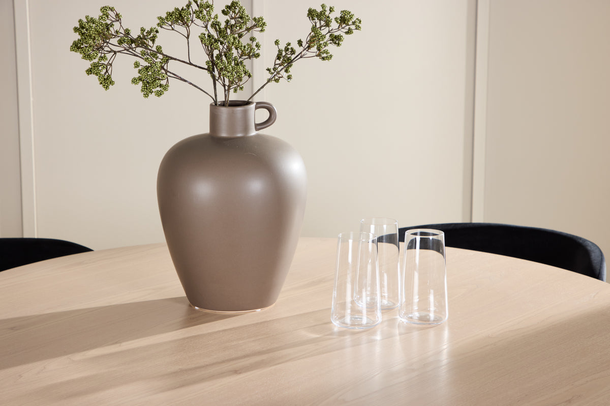 Venture Design Edina & Flora Matstolar 2-pack Svart + Runda Matbord ⌀120 Vitputsad