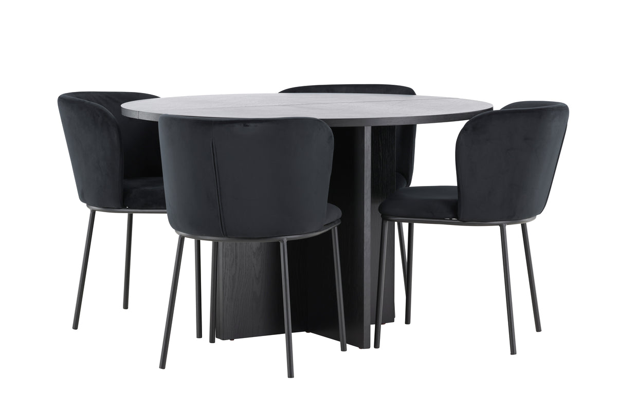 Venture Design Edina & Strada Matstolar 2-pack Svart + Rektangulära Matbord ⌀120 Svart