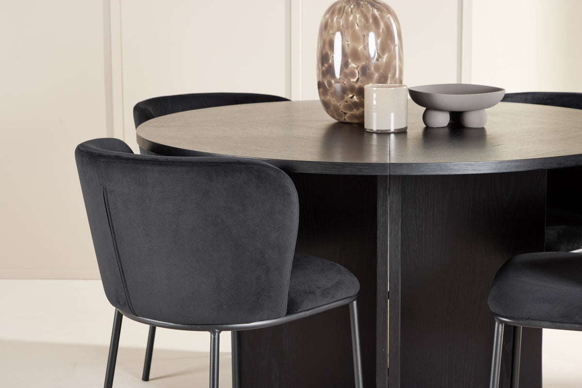 Venture Design Edina & Strada Matstolar 2-pack Svart + Rektangulära Matbord ⌀120 Svart