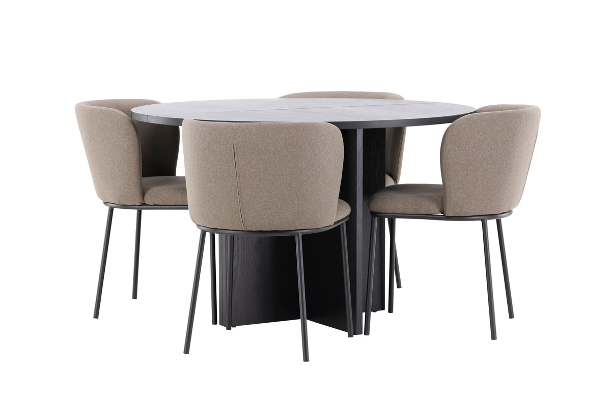 Venture Design Edina & Strada Matstolar 2-pack Brun + Rektangulära Matbord ⌀120 Svart