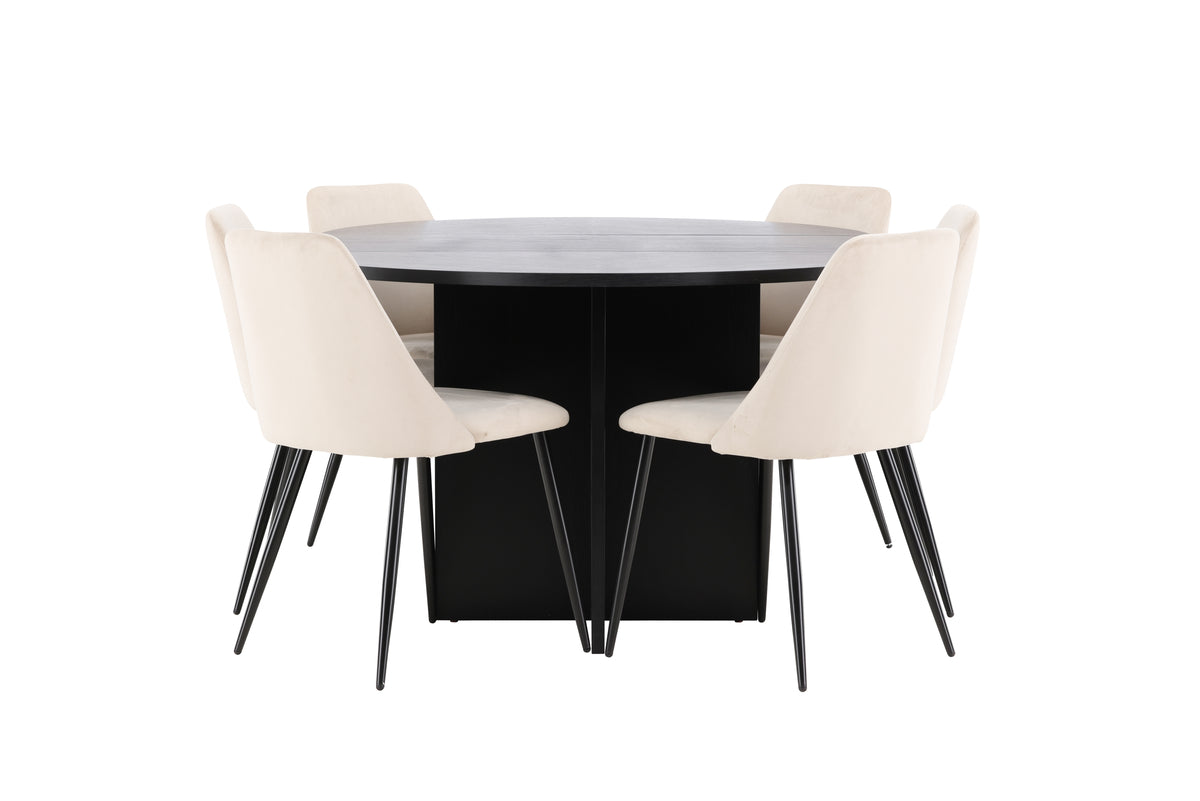 Venture Design Night & Strada Matstolar 2-pack Beige + Rektangulära Matbord ⌀120 Svart