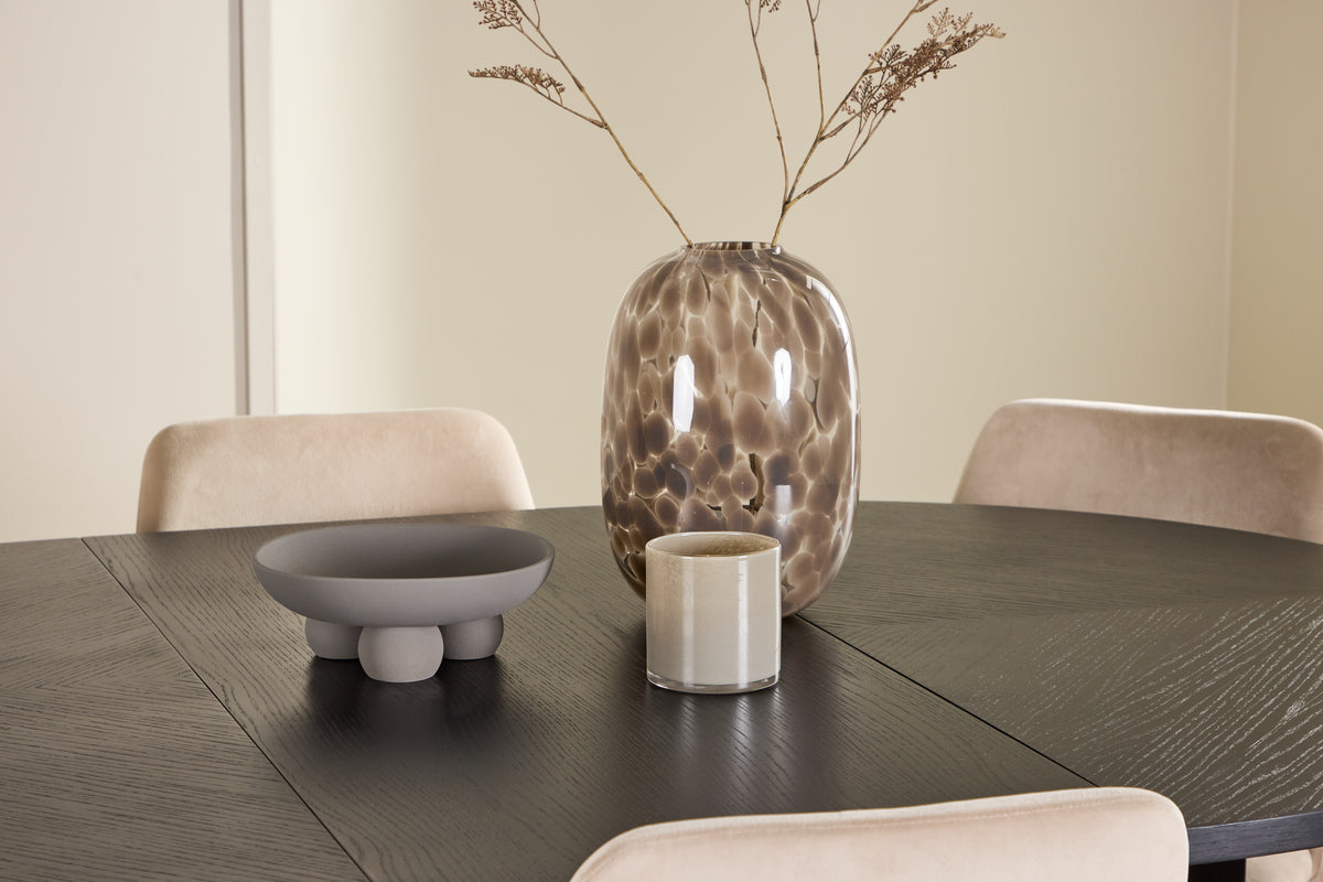 Venture Design Night & Strada Matstolar 2-pack Beige + Rektangulära Matbord ⌀120 Svart