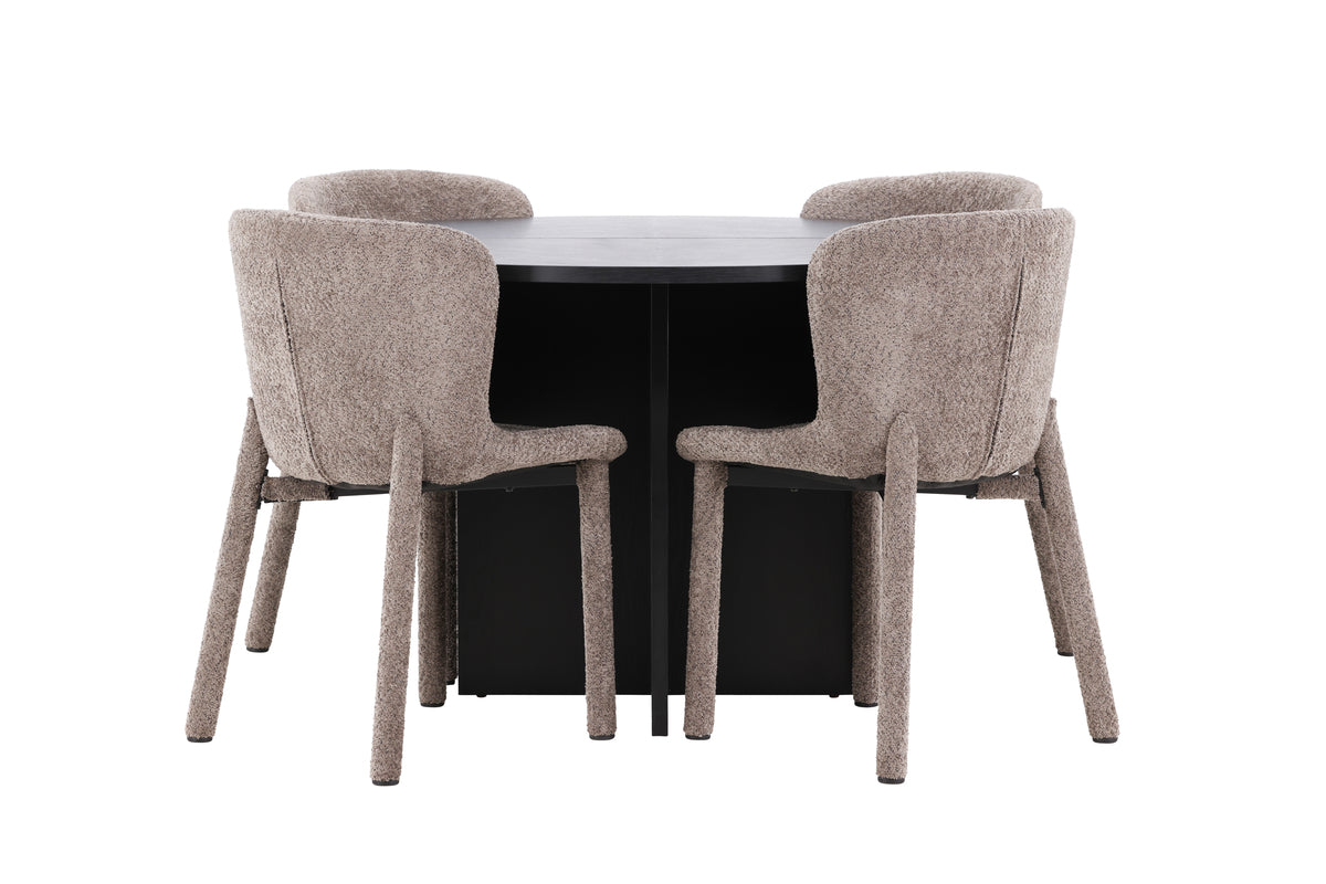 Venture Design Strada & Astoria Rektangulära Matbord ⌀120 Svart + Matstolar 2-pack Brun