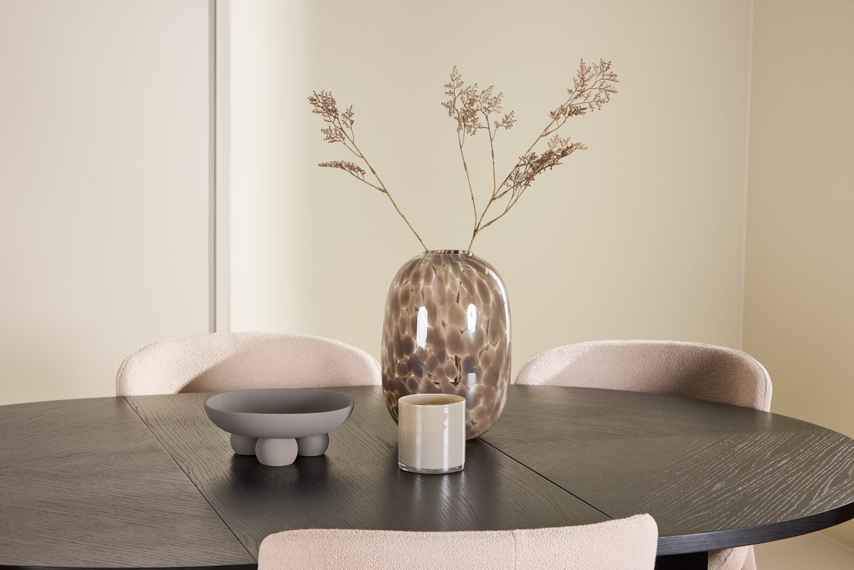 Venture Design Strada & Astoria Rektangulära Matbord ⌀120 Svart + Matstolar 2-pack Beige