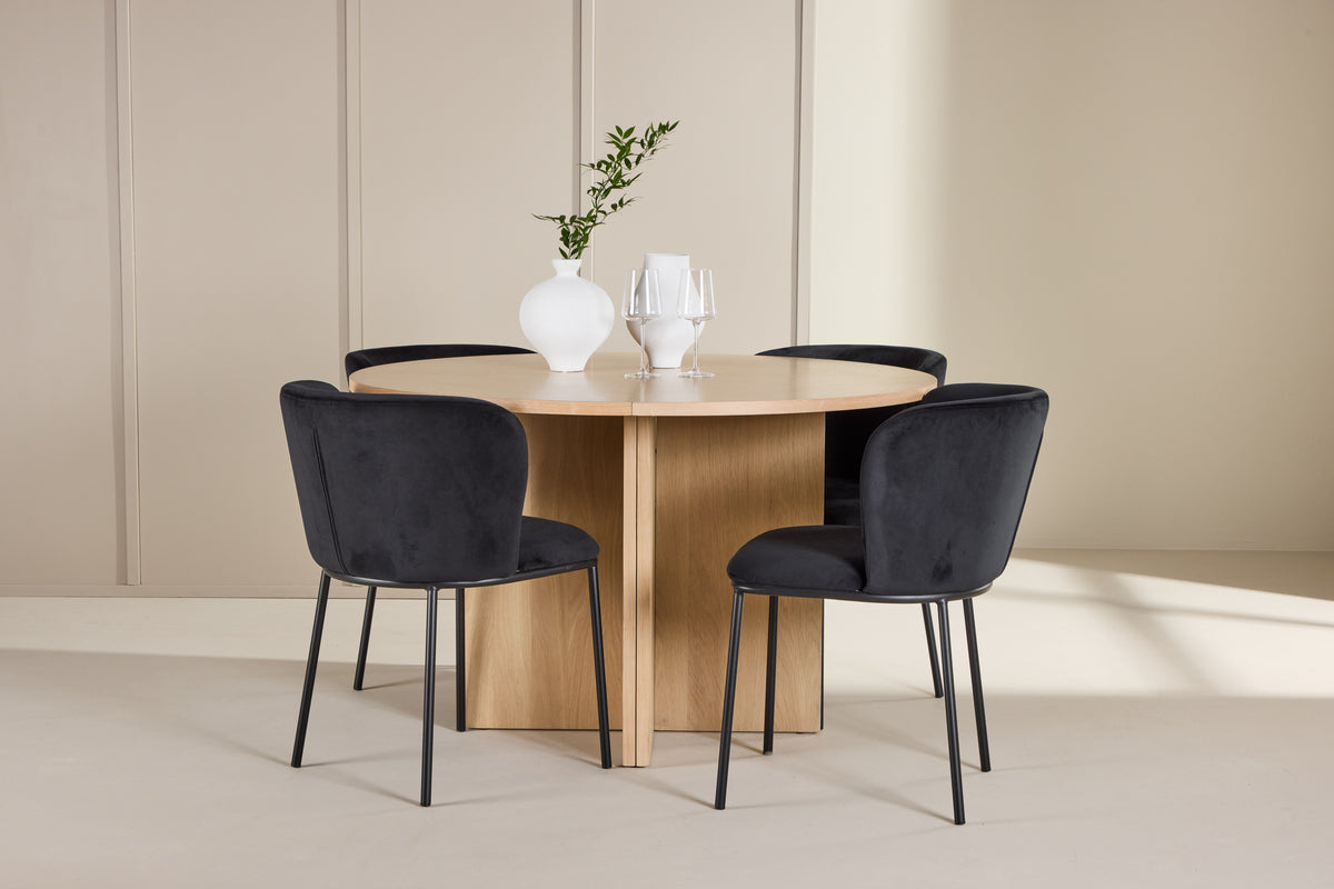 Venture Design Edina & Strada Matstolar 2-pack Svart + Rektangulära Matbord ⌀120 Vitputsad