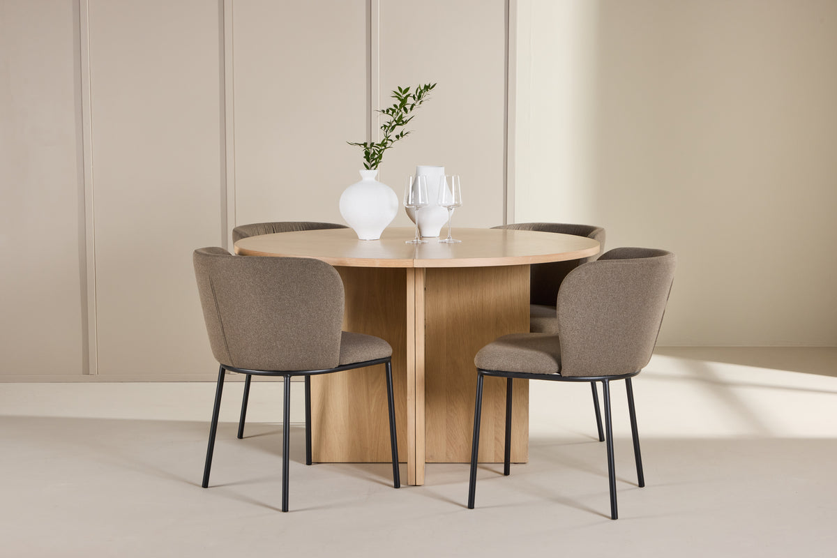 Venture Design Edina & Strada Matstolar 2-pack Brun + Rektangulära Matbord ⌀120 Vitputsad
