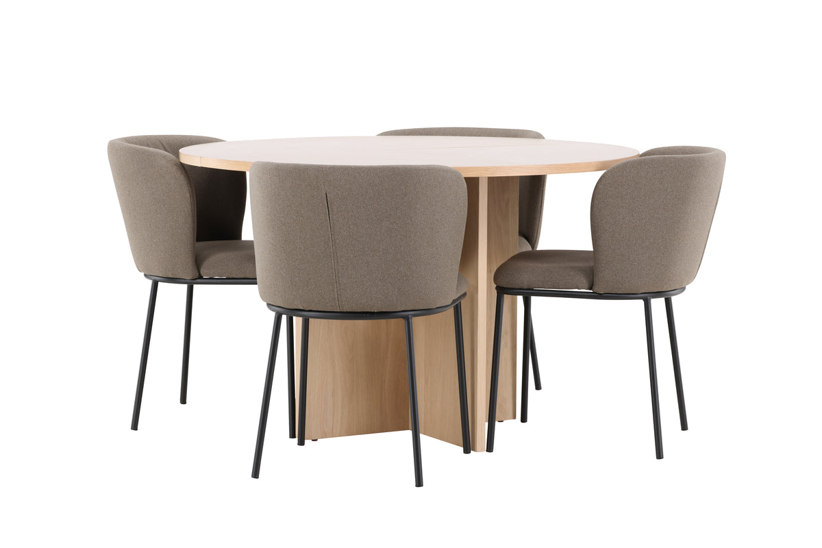 Venture Design Edina & Strada Matstolar 2-pack Brun + Rektangulära Matbord ⌀120 Vitputsad