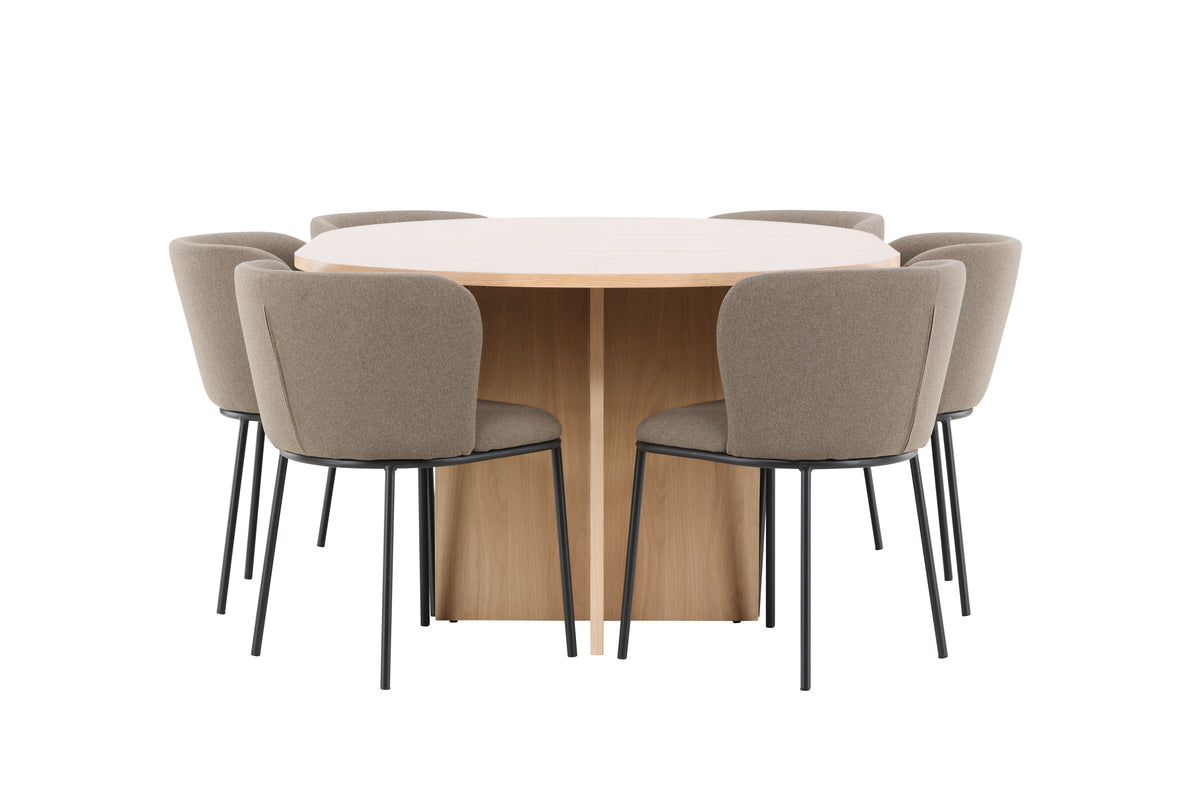 Venture Design Edina & Strada Matstolar 2-pack Brun + Rektangulära Matbord ⌀120 Vitputsad