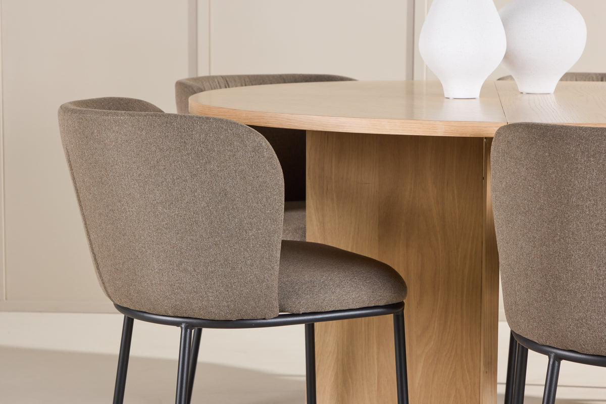 Venture Design Edina & Strada Matstolar 2-pack Brun + Rektangulära Matbord ⌀120 Vitputsad