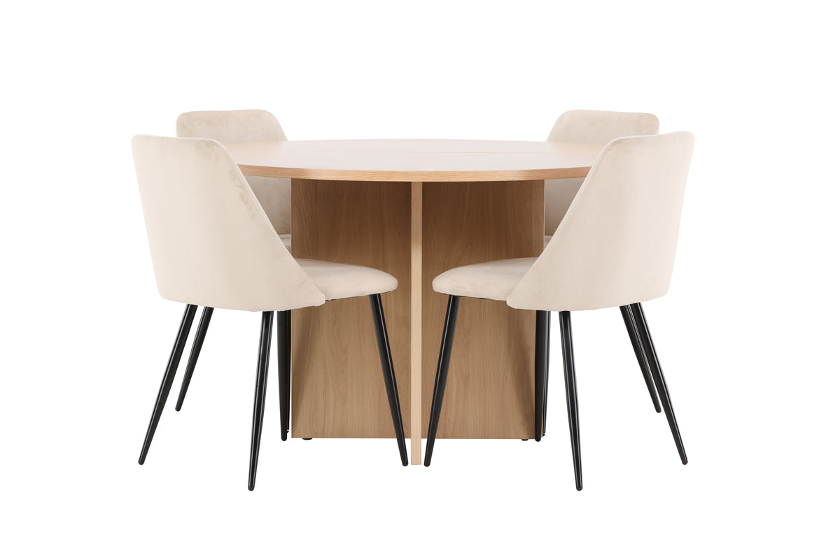 Venture Design Night & Strada Matstolar 2-pack Beige + Rektangulära Matbord ⌀120 Vitputsad