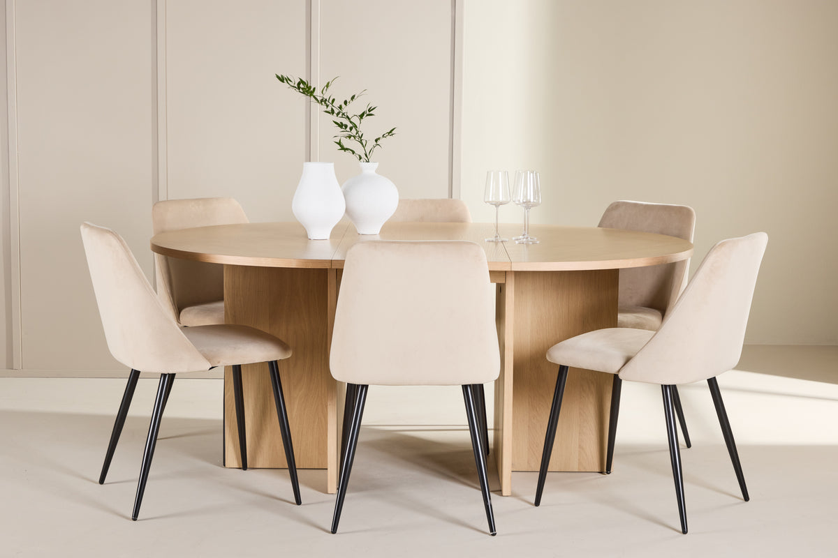 Venture Design Night & Strada Matstolar 2-pack Beige + Rektangulära Matbord ⌀120 Vitputsad
