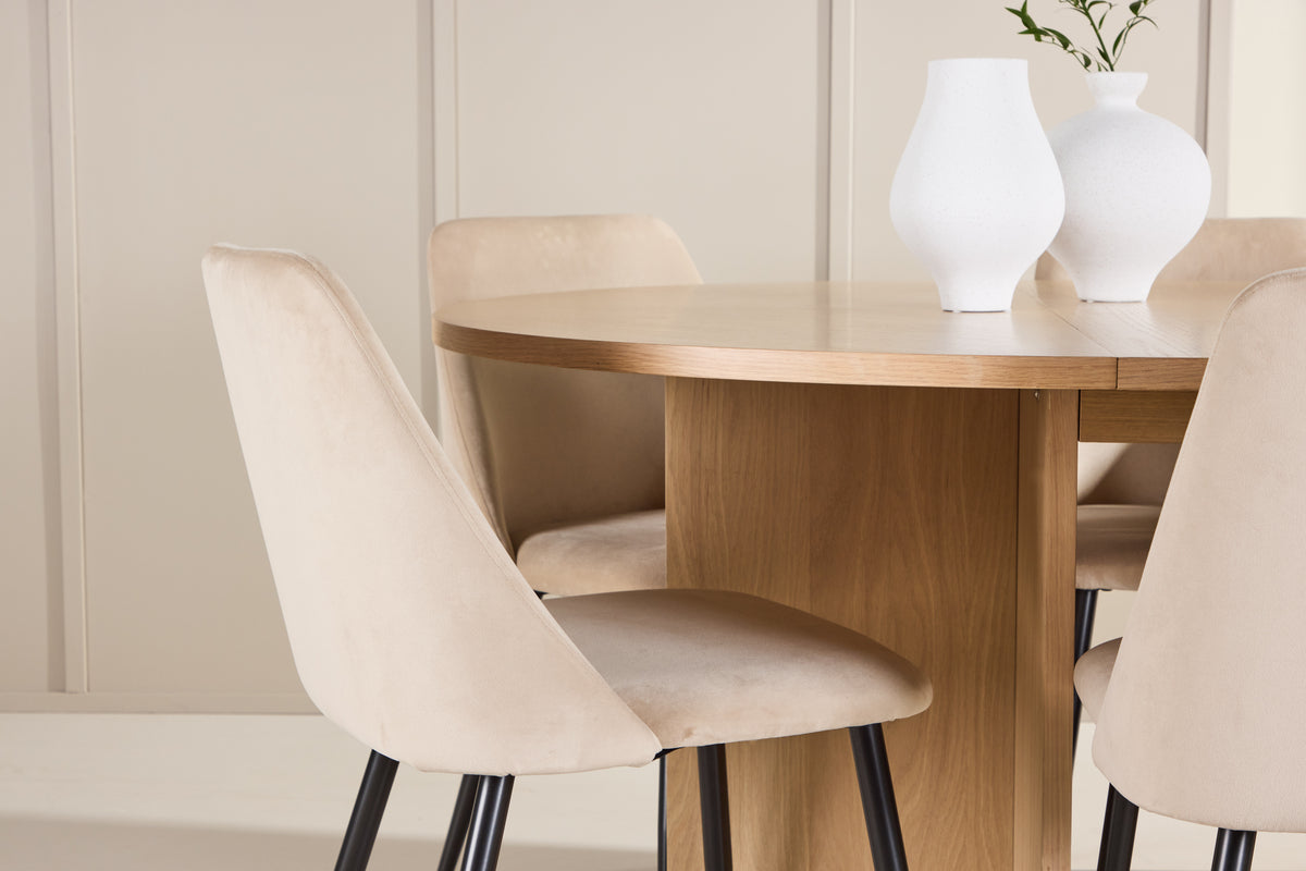 Venture Design Night & Strada Matstolar 2-pack Beige + Rektangulära Matbord ⌀120 Vitputsad