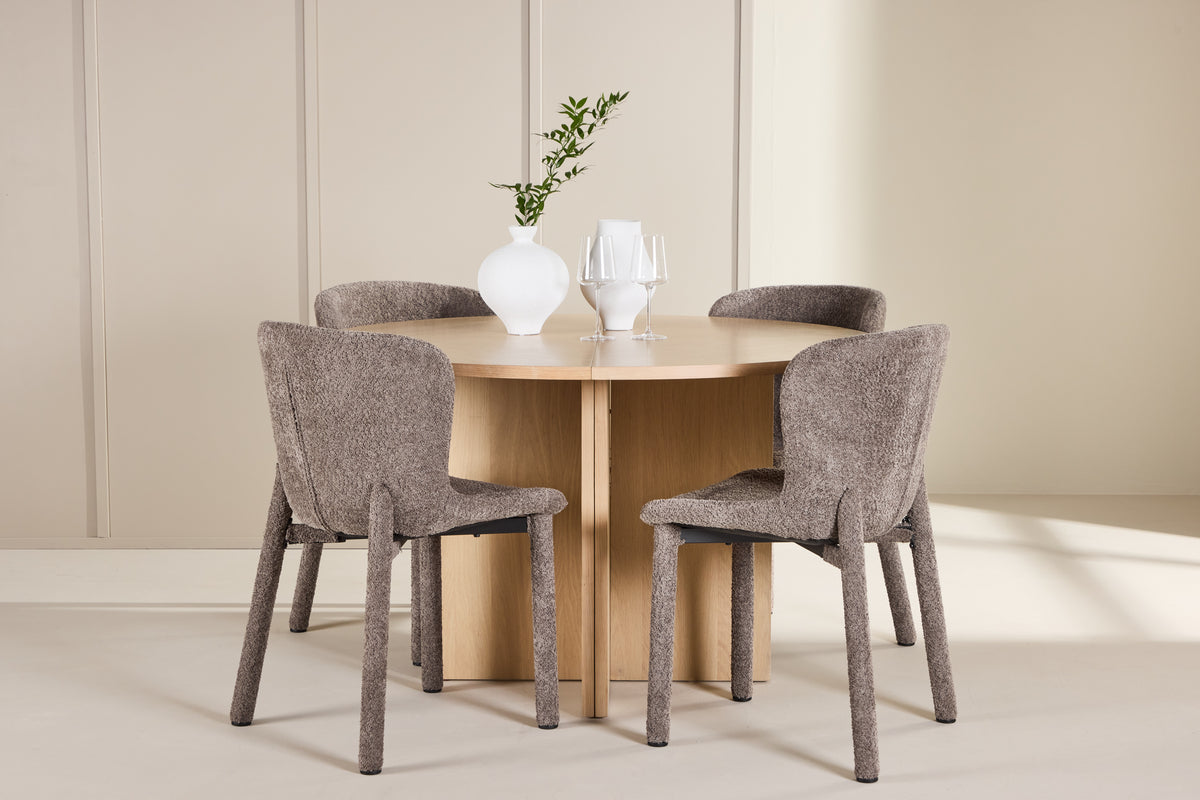 Venture Design Strada & Astoria Rektangulära Matbord ⌀120 Vitputsad + Matstolar 2-pack Brun