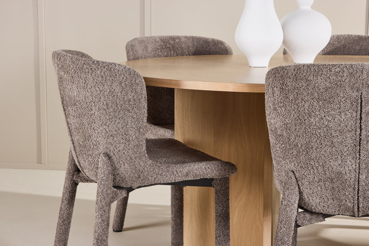 Venture Design Strada & Astoria Rektangulära Matbord ⌀120 Vitputsad + Matstolar 2-pack Brun