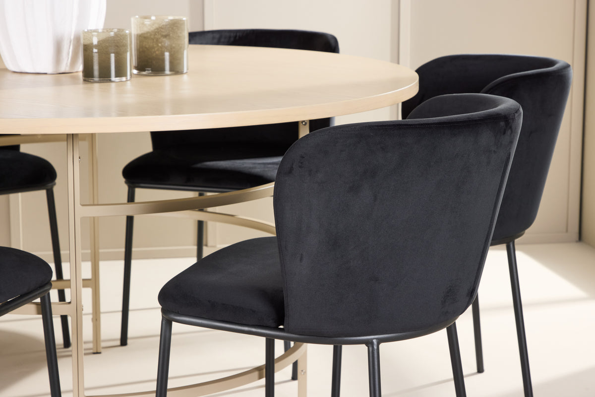 Venture Design Edina & Copenhagen Matstolar 2-pack Svart + Runda Matbord ⌀140 Vitputsad