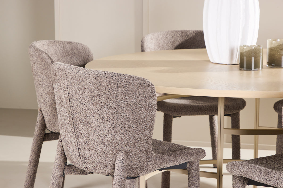 Venture Design Copenhagen & Astoria Runda Matbord ⌀140 Vitputsad + Matstolar 2-pack Brun