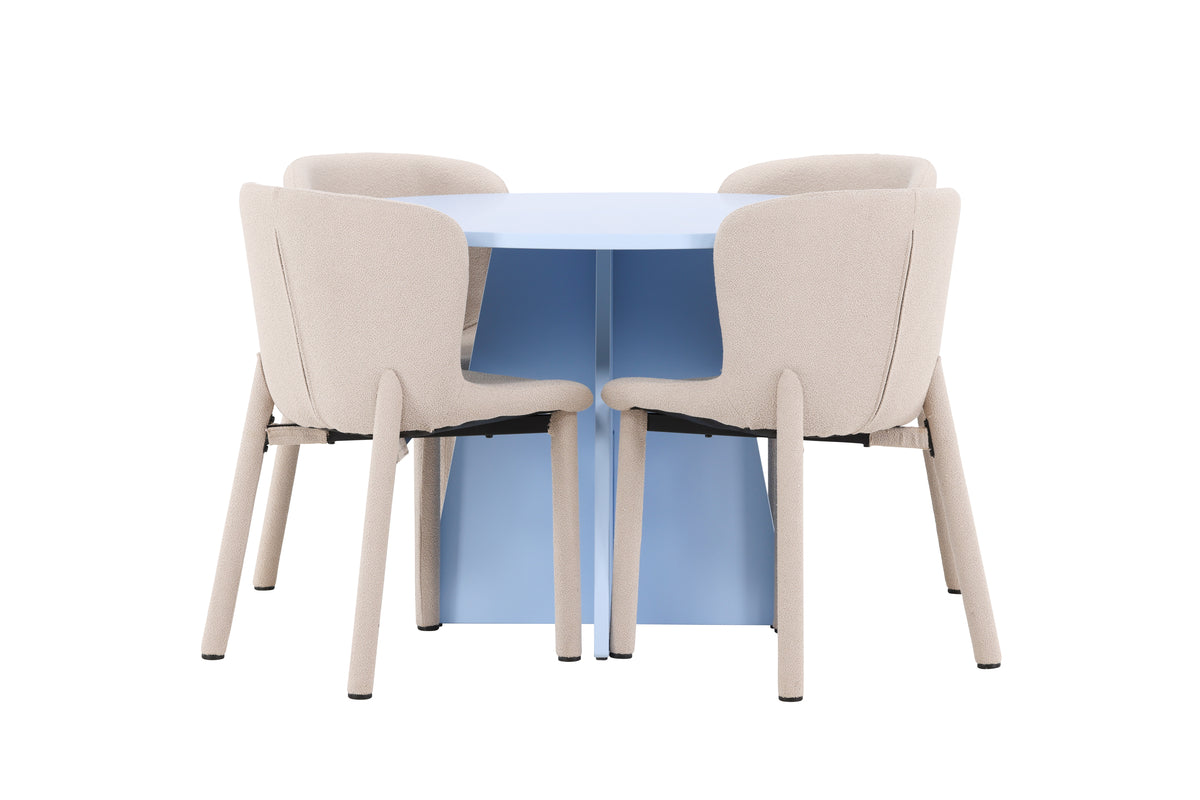 Venture Design Astoria & Bootcut Matstolar 2-pack Beige + Runda Matbord ⌀110 Blå
