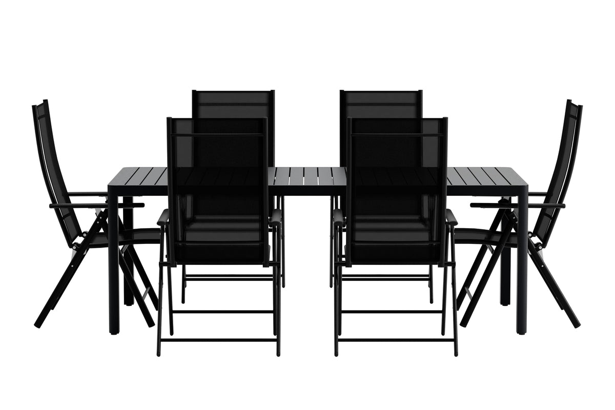 Venture Design Giardini & Levanzo Rektangulära Matbord 200 x 90 Svart + Positionsstolar 2-pack Svart