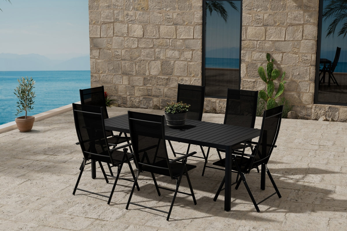 Venture Design Giardini & Levanzo Rektangulära Matbord 200 x 90 Svart + Positionsstolar 2-pack Svart