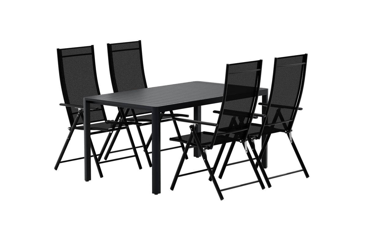 Venture Design Giardini & Levanzo Rektangulära Matbord 150 x 85 Svart + Positionsstolar 2-pack Svart