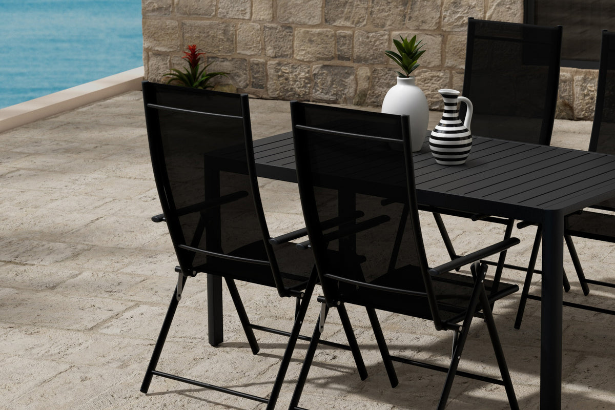 Venture Design Giardini & Levanzo Rektangulära Matbord 150 x 85 Svart + Positionsstolar 2-pack Svart