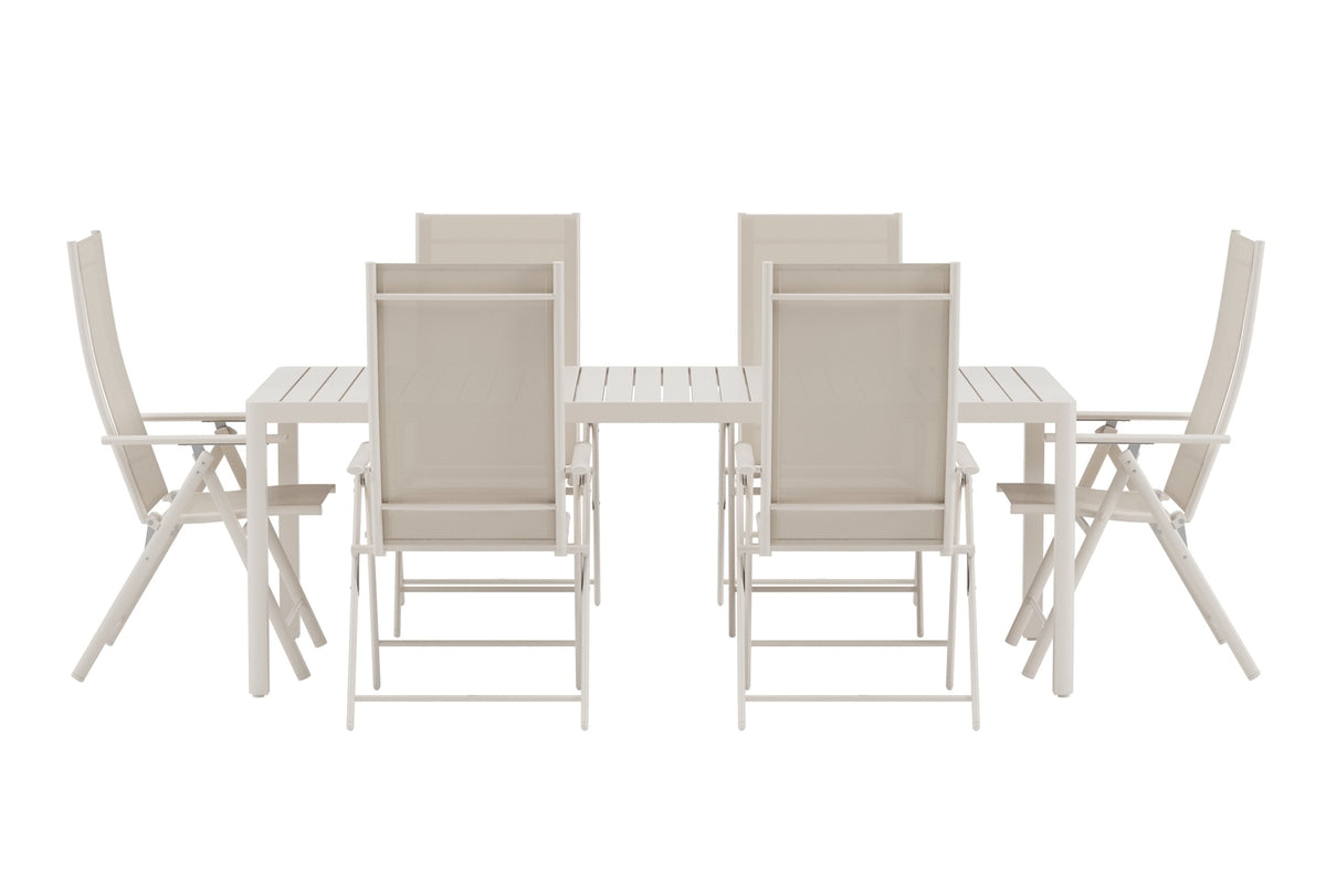 Venture Design Giardini & Levanzo Rektangulära Matbord 200 x 90 Beige + Positionsstolar 2-pack Beige
